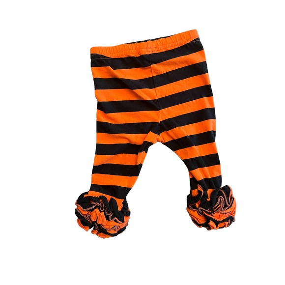 Little Sass Orange And Black Ruffle Leggings - Picture 3 of 3
